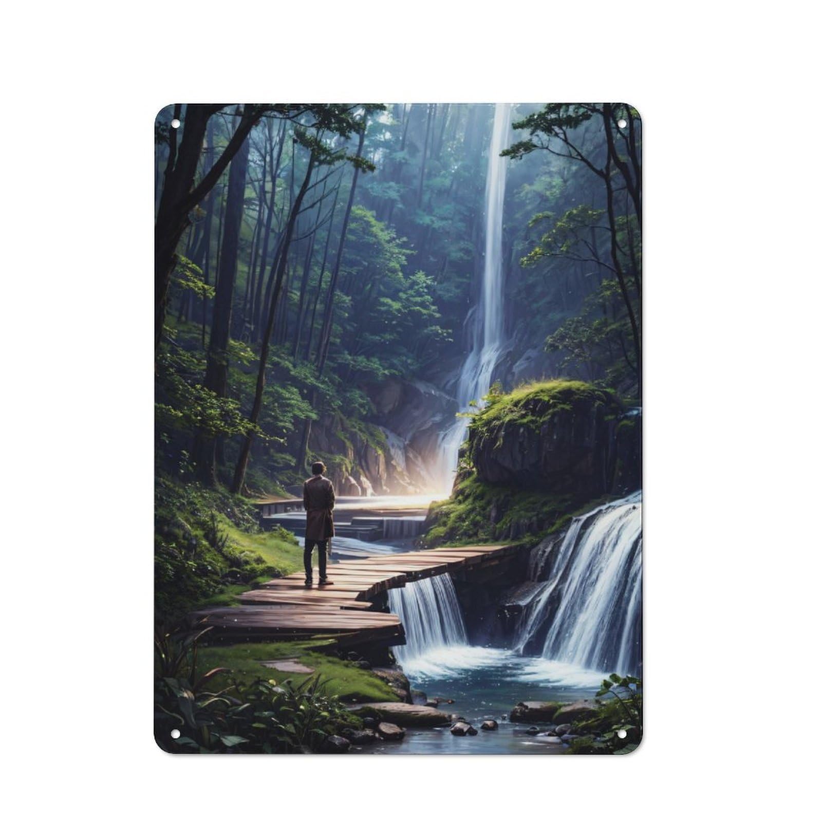 Junmoney Lonenly In The Forest Vintage Tin Sign 40X30cm With For Home Office Or Studio, For Home Office Decor Fans Refreshing A Room In Autumn