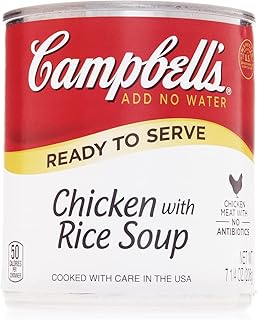 Campbell's Classic Ready to Serve Chicken with Rice Soup, 7.25 Oz, 24 Count