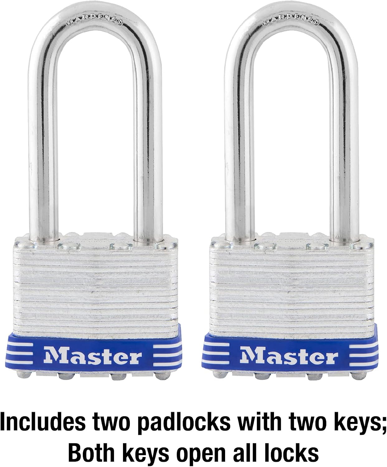 Master Lock 1TLH Outdoor Padlock with Key, 2 Pack Keyed-Alike