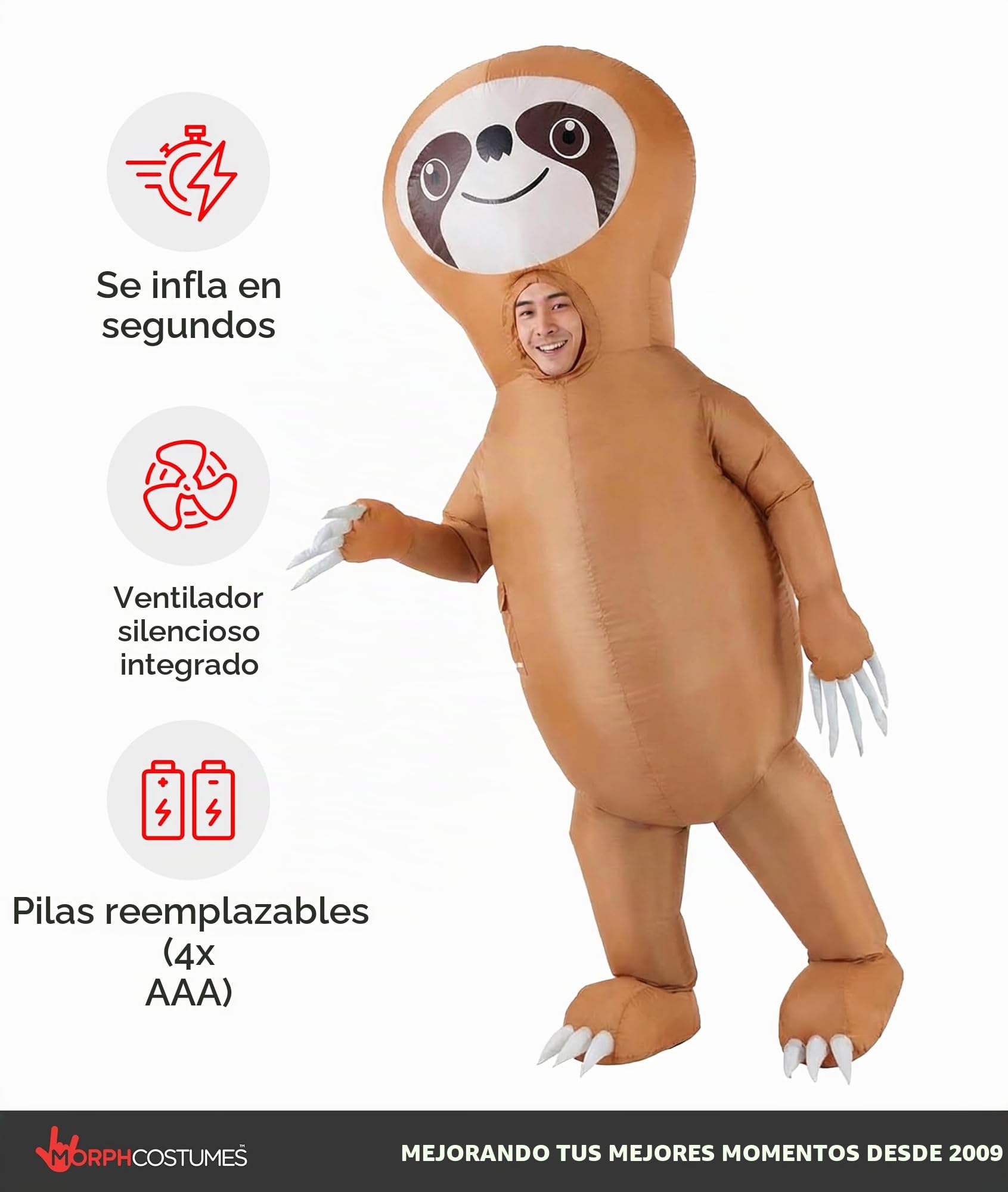 Morph Disfraz Hinchable Oso Perezoso Adulto, Disfraces Animales para Carnaval y Halloween, Talla única