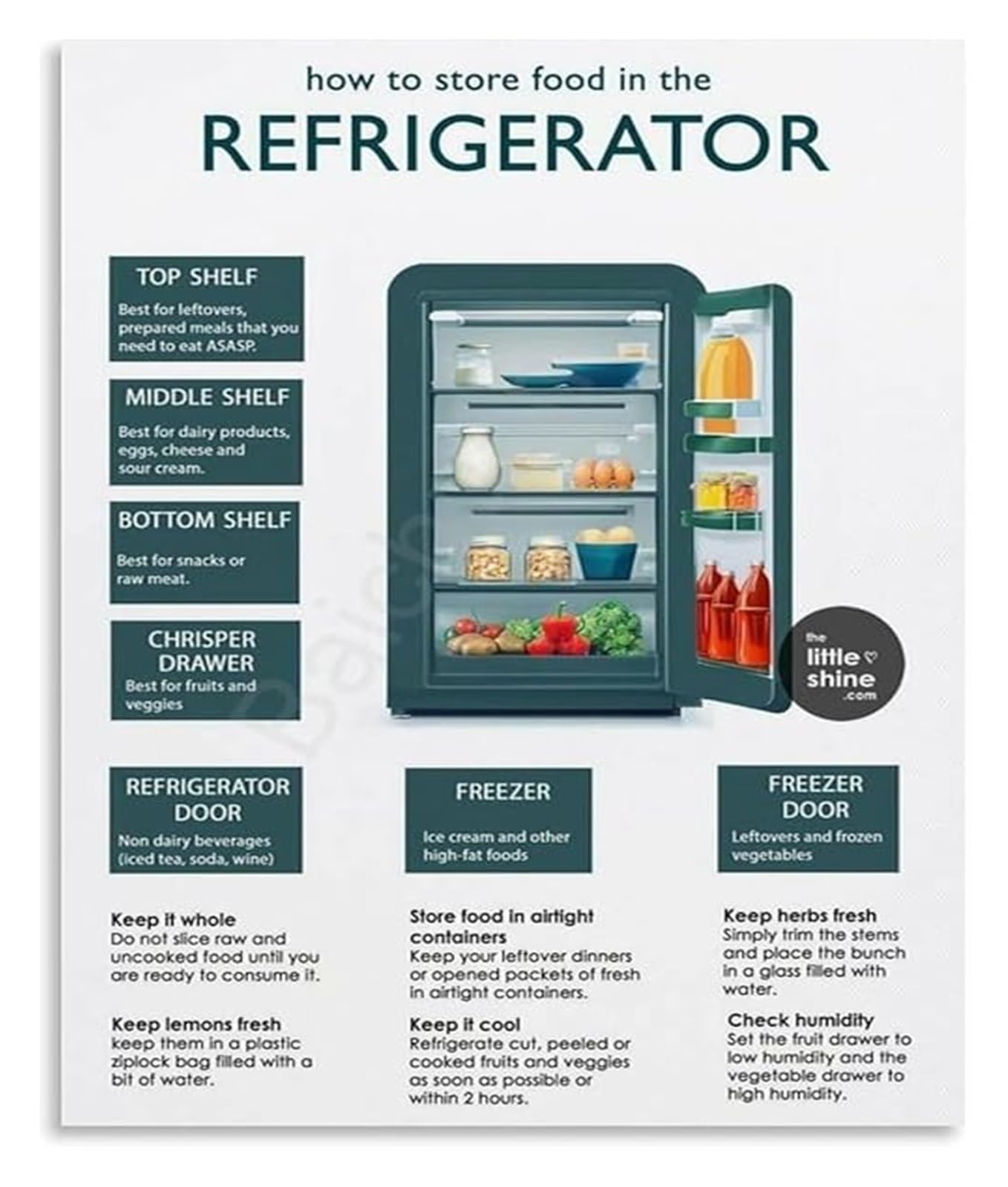 BYLSAGWHT Refrigerator Food Storage Guide Metal Tin Sign 12x8 Inch