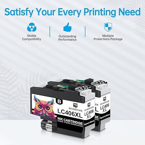 Miniatura 8 de LC406 XL LC406XL - Cartuchos de tinta negra de rendimiento extra alto para Brother LC406XLBK LC406BK LC406 XL BK para impresora Brother MFC-J4335DW