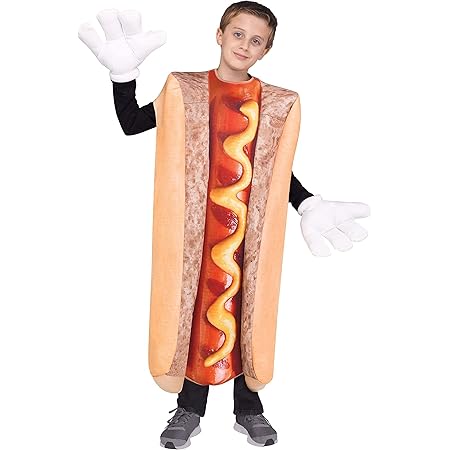 Kids Hot Dog Costume - Funny Halloween Costume For Children Size 6-10 Years