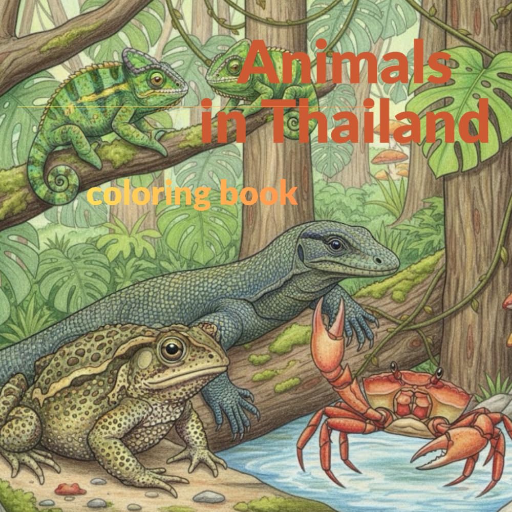 Animals in Thailand: "Meet the Coloring Book of Little Animals Found in Thailand." fun.single-slide coloring book for kid 40bleed{8.5"x8.5"}