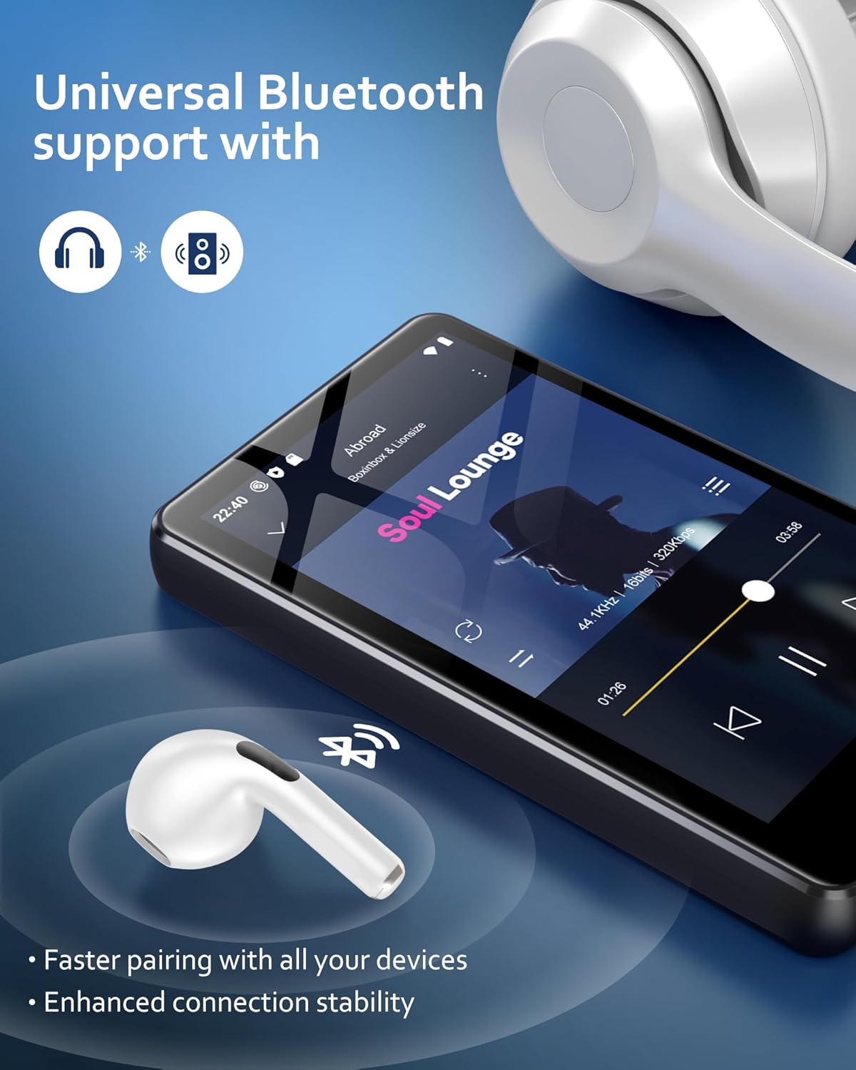 80GB MP3 Player with Bluetooth and WiFi, Android Spotify Music Player for Amazon Music,Pandora, Audible. 4.02" Touchscreen,Speaker,Supports Play Store,Up to 512GB