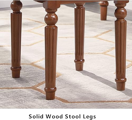 Miniatura 7 de Bancos de tocador cuadrado con patas de madera de caucho, capacidad de 551.2 lbs, 17.7 in17.7 pulgadas, taburete de maquillaje, banco acolchado,