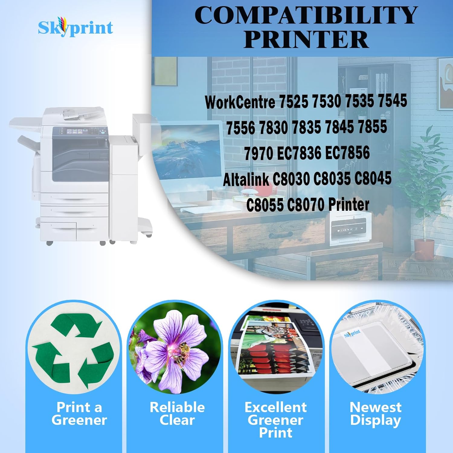 4-Pack 013R00662 Drum Cartridge Replacement for Xerox WorkCentre 7525 7530 7535 7545 7556 7830 7835 7845 7855 7970 EC7836 EC7856 Altalink C8030 C8035 C8045 C8055 C8070 Printer