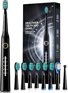 Electric Toothbrush, Sonic Toothbrushes with 8 Brush Heads 40000 VPM 5 Modes, Sonic Toothbrushes Fast Charge 4 Hours Last 30 Days, Rechargeable Electric Toothbrush for Adult