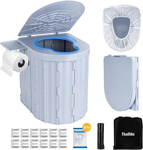 Miniatura 9 de Portable Camping Toilet with Pop-Up Privacy Tent, 12-inch Toilet Seat, Outdoor Portable Folding Toilet Potty for Adults Load Capacity of 400 Lbs,