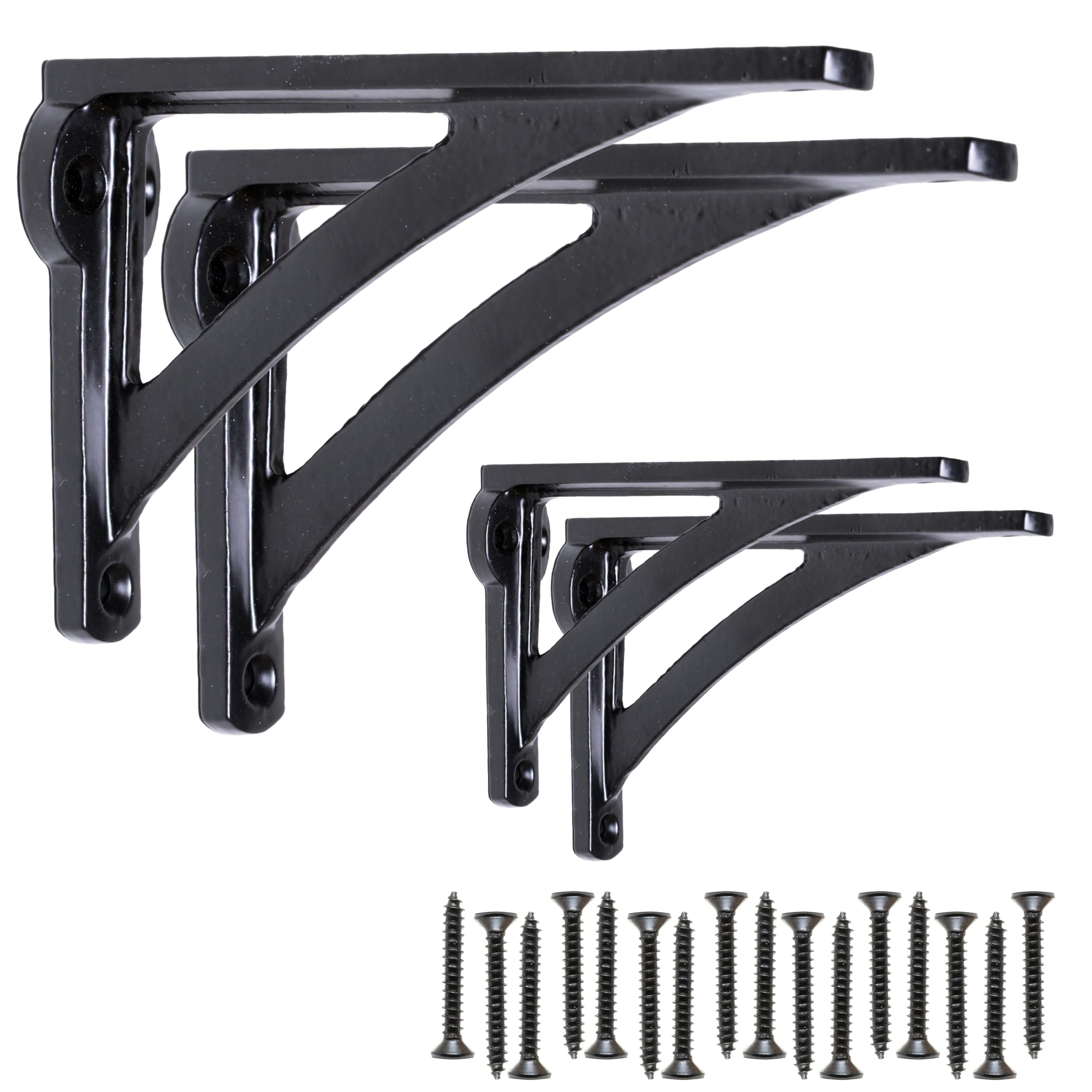 Eduwurxs Black Ironbridge Cast Iron Shelf Brackets | Heavy Duty Wall Brackets For Shelves | Rustic Supports For Kitchen, Living Room & Outdoor | 3X4.5 (Pack Of 4)