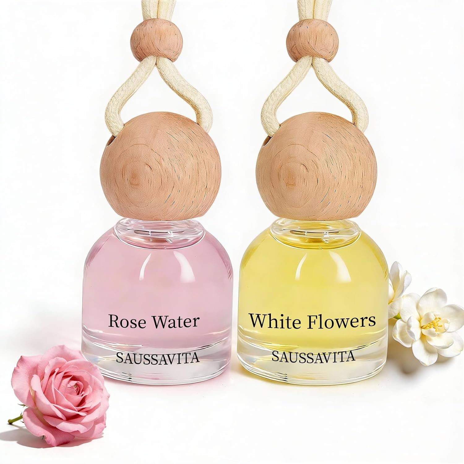 Car Air Freshener Diffuser 2 Pack Hanging Air Freshener Diffuser - Jasmine Lily&Rosa Scent Car Fresheners 120 days Long Lasting Vent Clip 0.34 oz Each Air Fresheners Gifts for Women Birthday