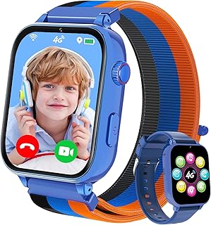 Smartwatch Niños con GPS y Llamadas, Reloj Niños con 4G Telefono, SOS, Chat de Voz, Videollamada, WIFI， Modo Clase, Cámara, Podómetro, Juegos, Reloj Llamadas Niño Niña de 4 a 12 Años, Azul Oscuro