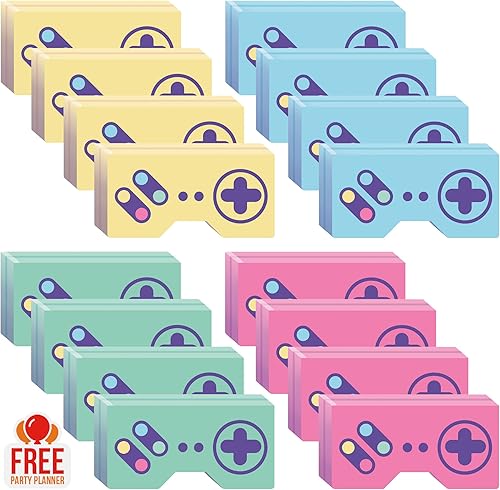 Creative Converting Next Level - Juego de 8 cajas de regalo para fiestas de videojuegos  Caja de recuerdos con forma de controlador en verde, rosa,