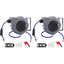 Air Hose Reel, 49.2 ft 15 m, Automatic Winding, Wall-mounted, Hanging, Ceiling Mounting, 180  Rotation, Portable, Telescopic Spring Air Hose, Outer Diameter Diameter 0.4 inches 10 mm x