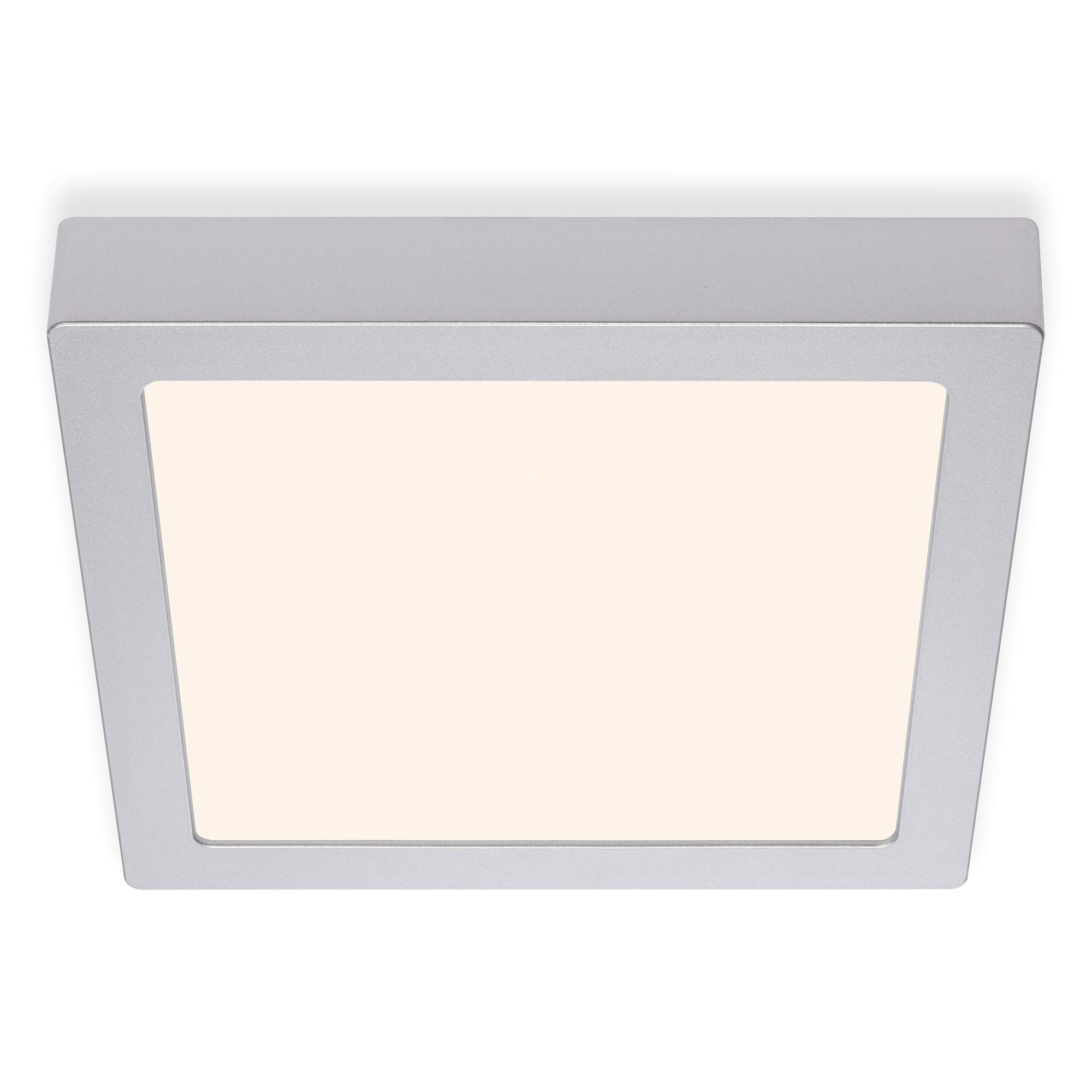 BRILONER Leuchten - LED Surface-Mounted Light, Ceiling Light, Overhead Light, 16.5 watt, 1,600 lumens, 3,000 Kelvins, Square, Chrome-Matte, 225 x 225 x 32mm (LxWxH)