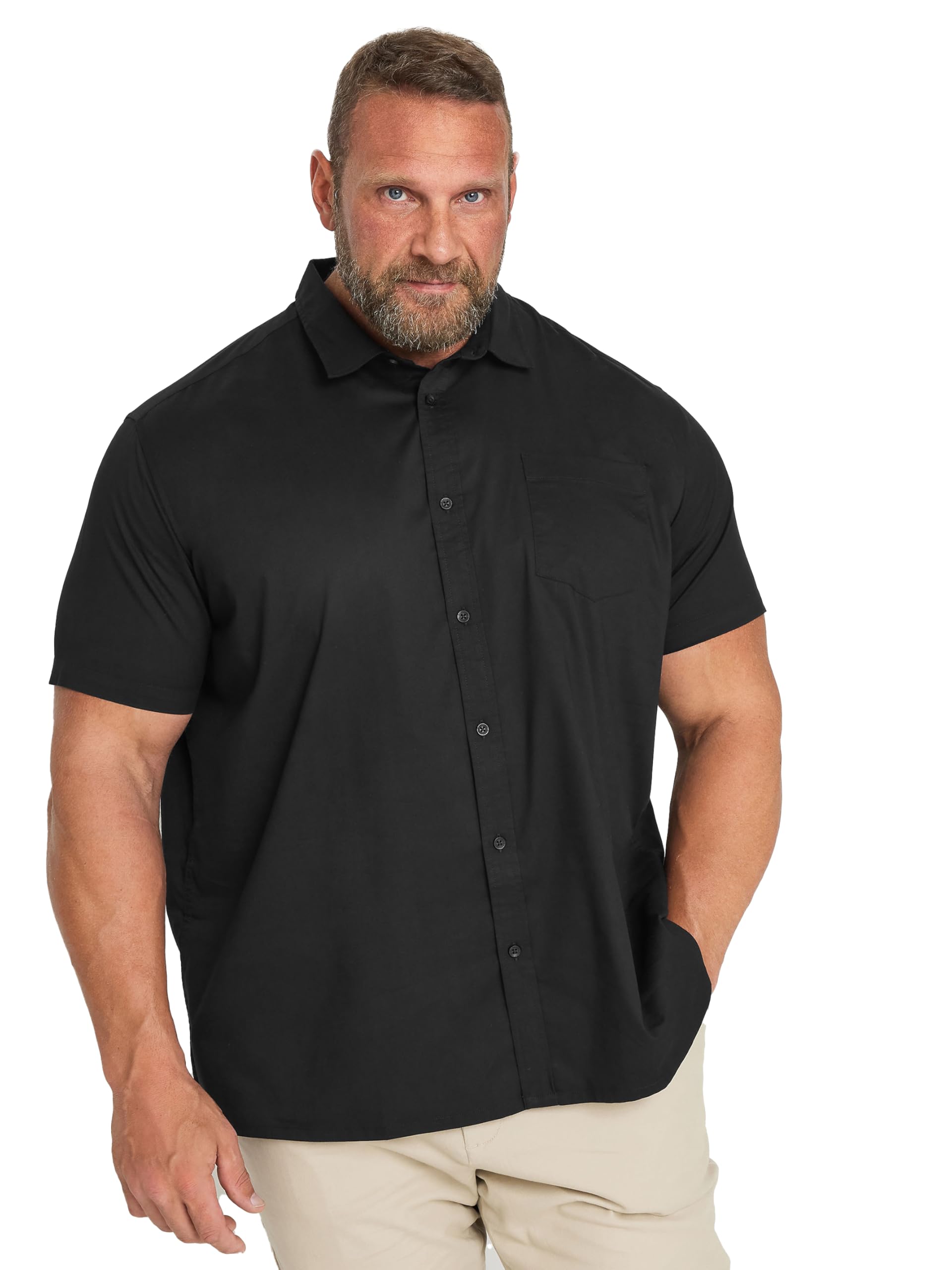 BadRhino Short Sleeve Oxford Shirt - Black - 5-6XL