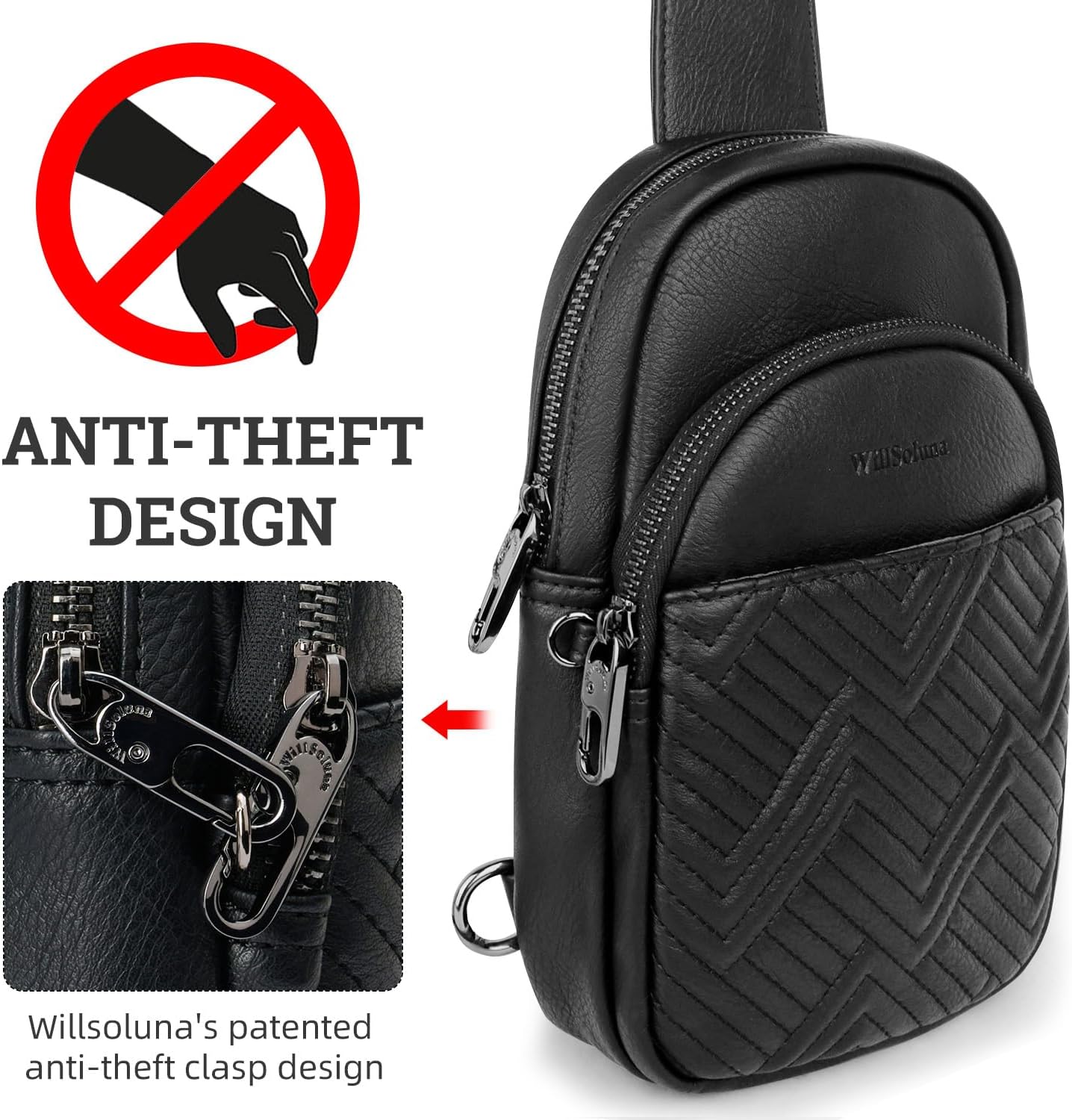 Leather Crossbody Bags for Women Small Sling Bag Anti Theft RFID Chest Purse Fanny Pack for Travel - Image 4