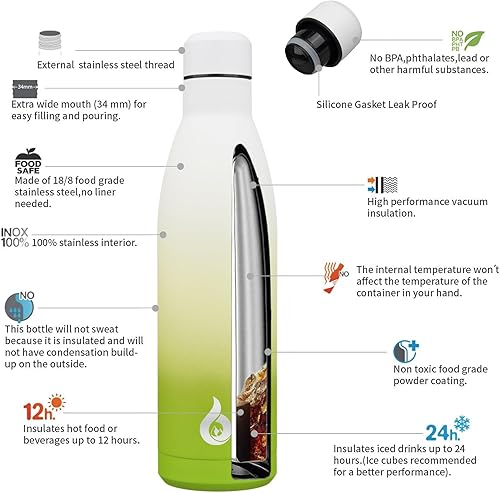 Miniatura 3 de BJPKPK Botellas de agua aisladas de acero inoxidable de 25 onzas, botella de agua reutilizable de metal para viajes, deportes, mantiene el frío y el