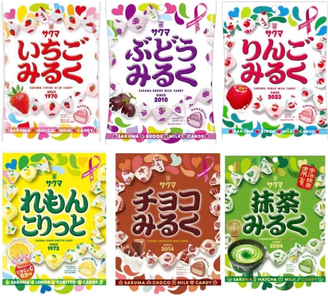 Amazon.co.jp: いちごみるく 食べ比べ 詰め合わせ 6種セット サクマ