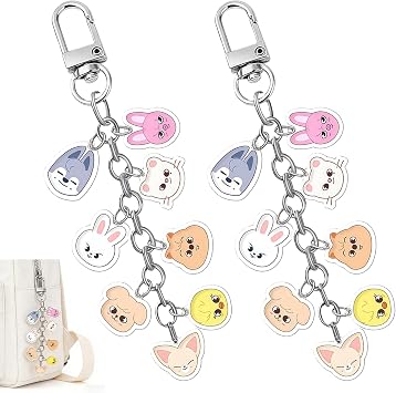 2 Pcs Cartoon Animal Keychains, Stray Key Ring Accessories