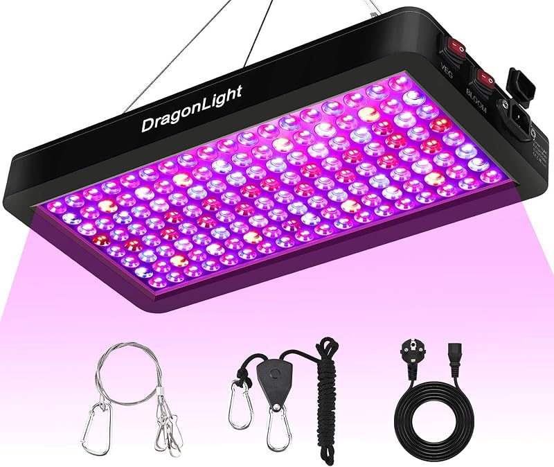 DragonLight BW2000 LED Növénylámpa Teljes Spektrumú UV-IR Fénnyel, Veg/Bloom Kapcsolóval, 3m Kábellel Szobanövényekhez, Zöldségekhez és Virá