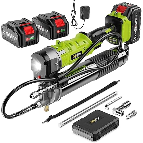 Electric Grease Gun Kit: 2X 4000mAh Batteries [Effortless Operation]