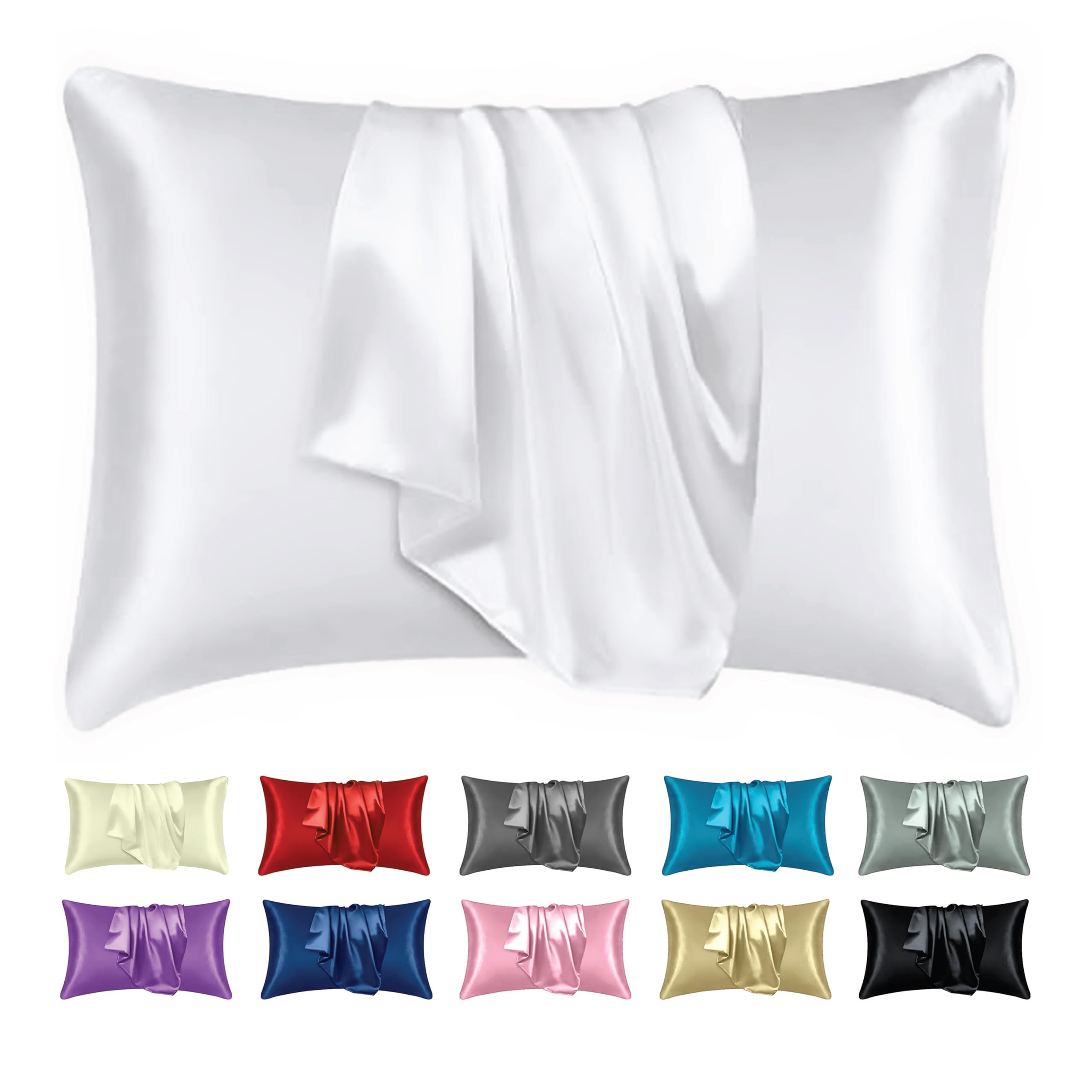EV DEKOR Pillow case White 2 Pack Pillows Stain Silk pillowcases 75X50 (“29.5 X 19.6”) Size Silky Soft Pillowcase Brushed Microfiber