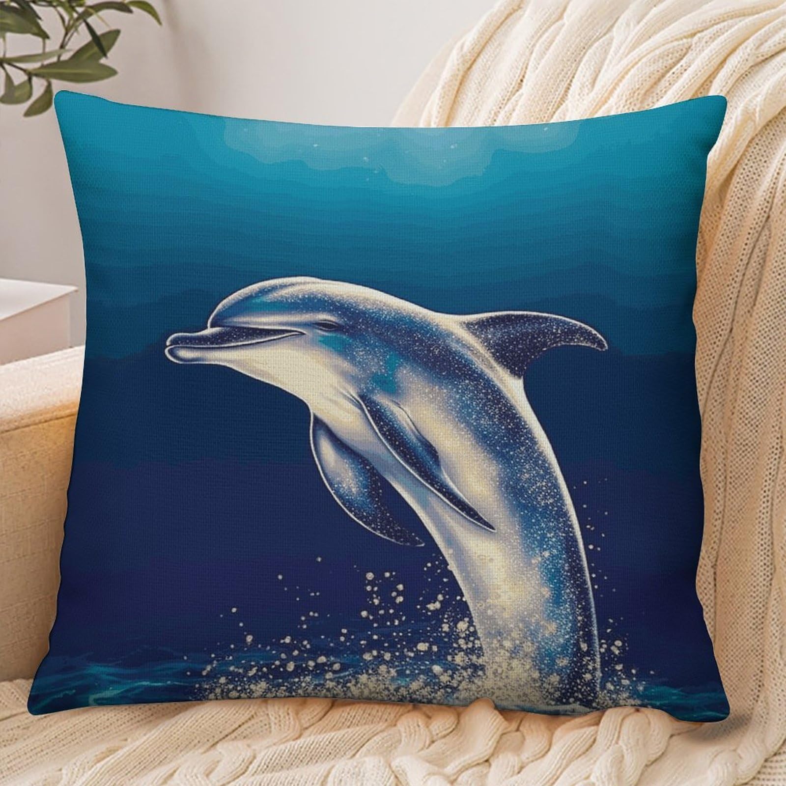 Fekiloot Style Glitter Dolphin Pillowcase Pillow Sham Pillow Case
