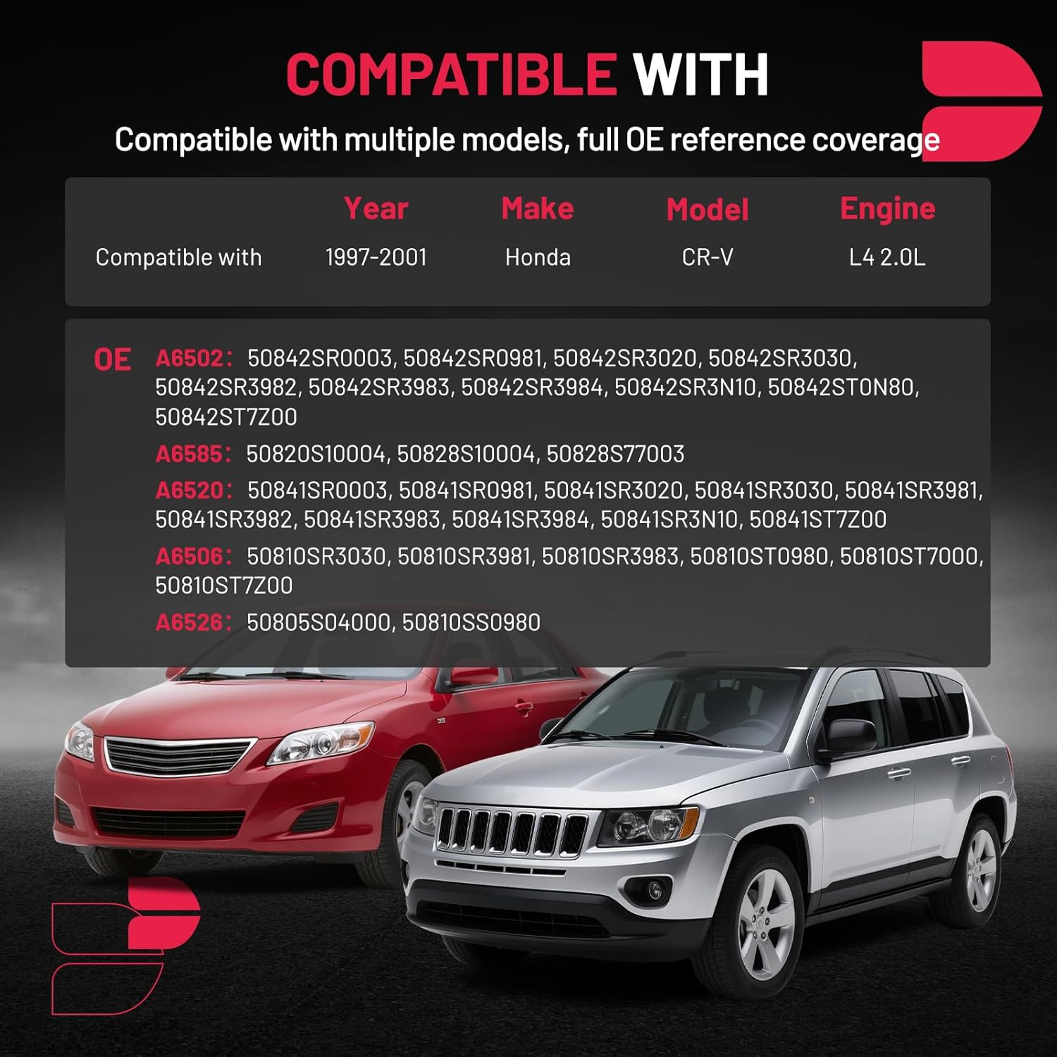 BDFHYK 5PCS Engine Motor and Trans Mounts Compatible with Honda CR-V 1997-2001 2.0L L4 Replace A6502,A6585,A6520,A6506,A6526,