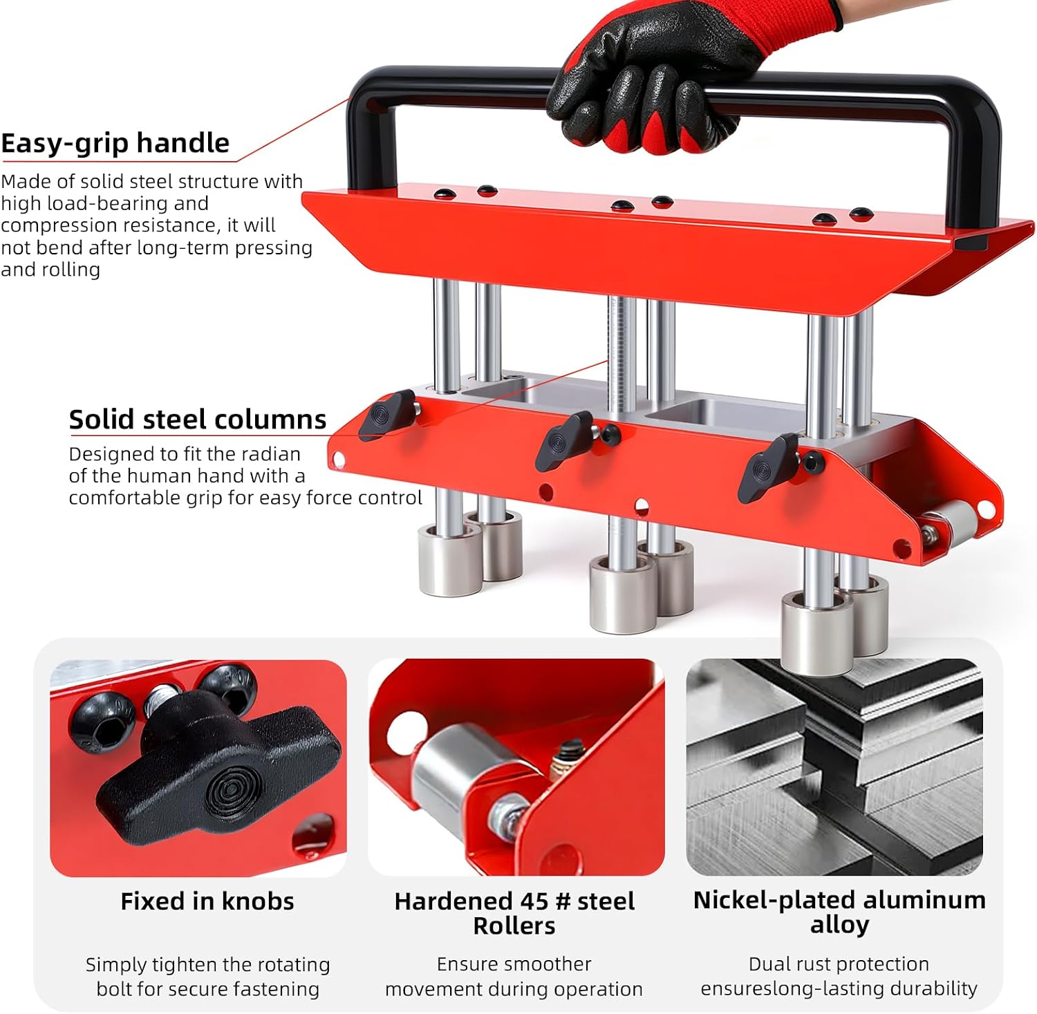3-Station Edge Roller Bender, 0-90° Adjustable Sheet Metal Bender Tool, Fits 29-22 Gauge Steel, Makes 5/8" to 4" (16-102mm) Bends, Sheet Metal Roller for Metal Roofing Panels, DIY, Home Projects