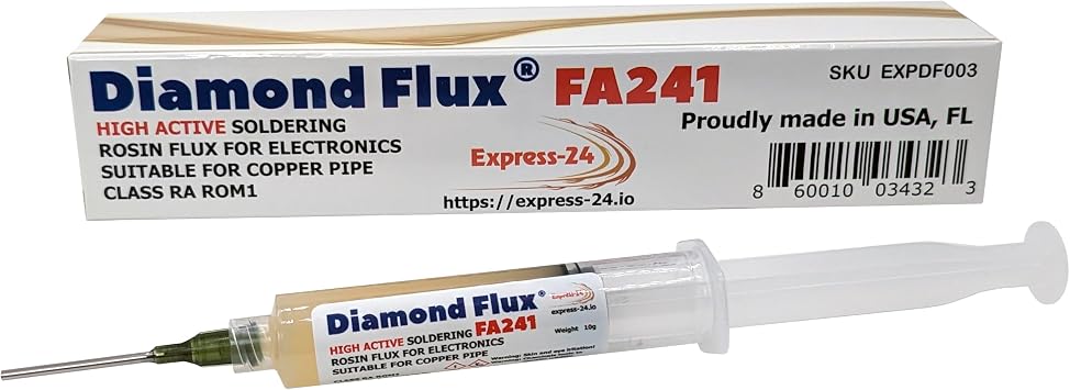 FA241 High Active Soldering Flux for Electronics PCBs and Plumbing. Paste Gel ROM1 in 10g Syringe for Repair and Soldering Printed Circuit Boards and Copper Pipes.