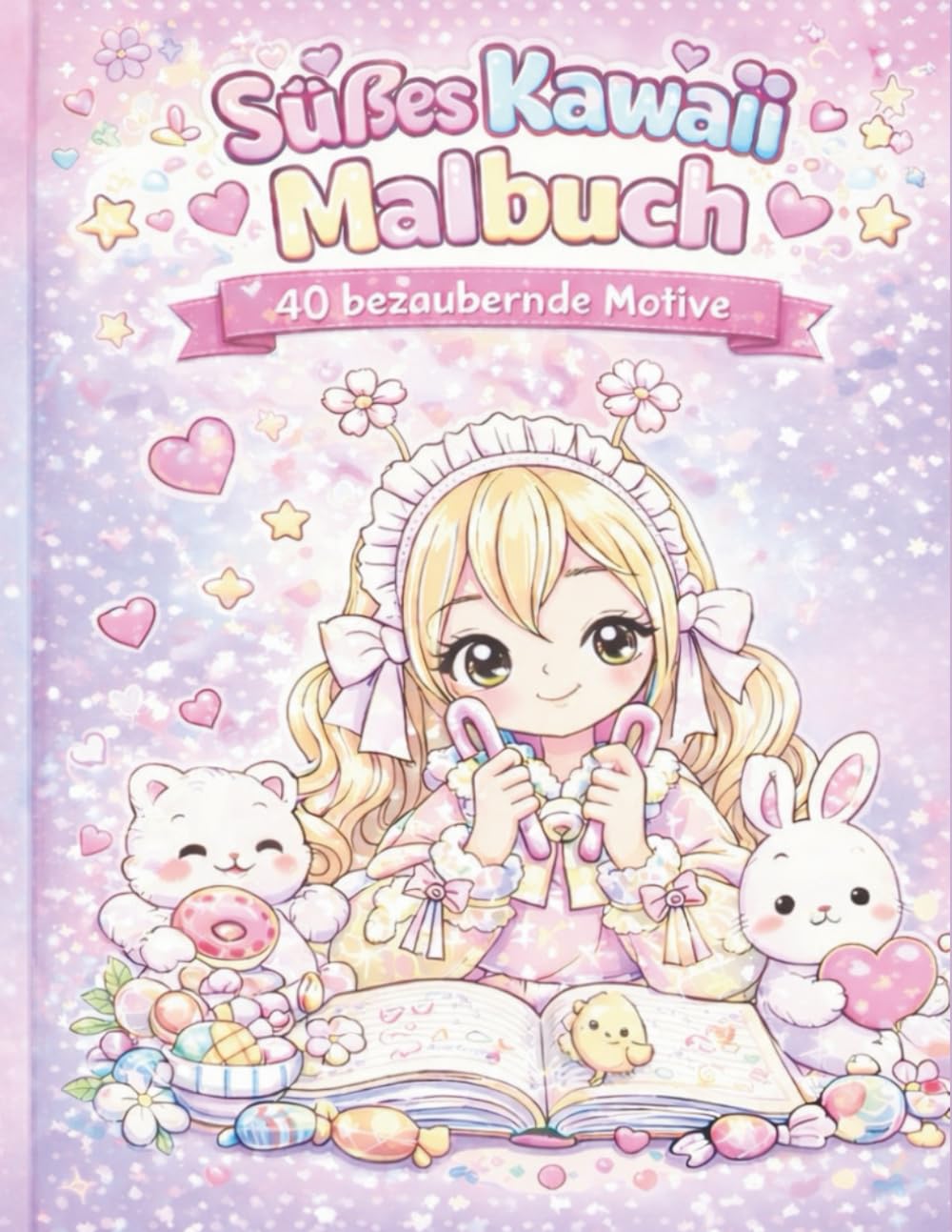 Süßes Kawaii Malbuch für Kinder: 40 bezaubernde Kawaii Motive zum Ausmalen – Niedliche Mädchen, Tiere und süße Szenen für kreative Kinder