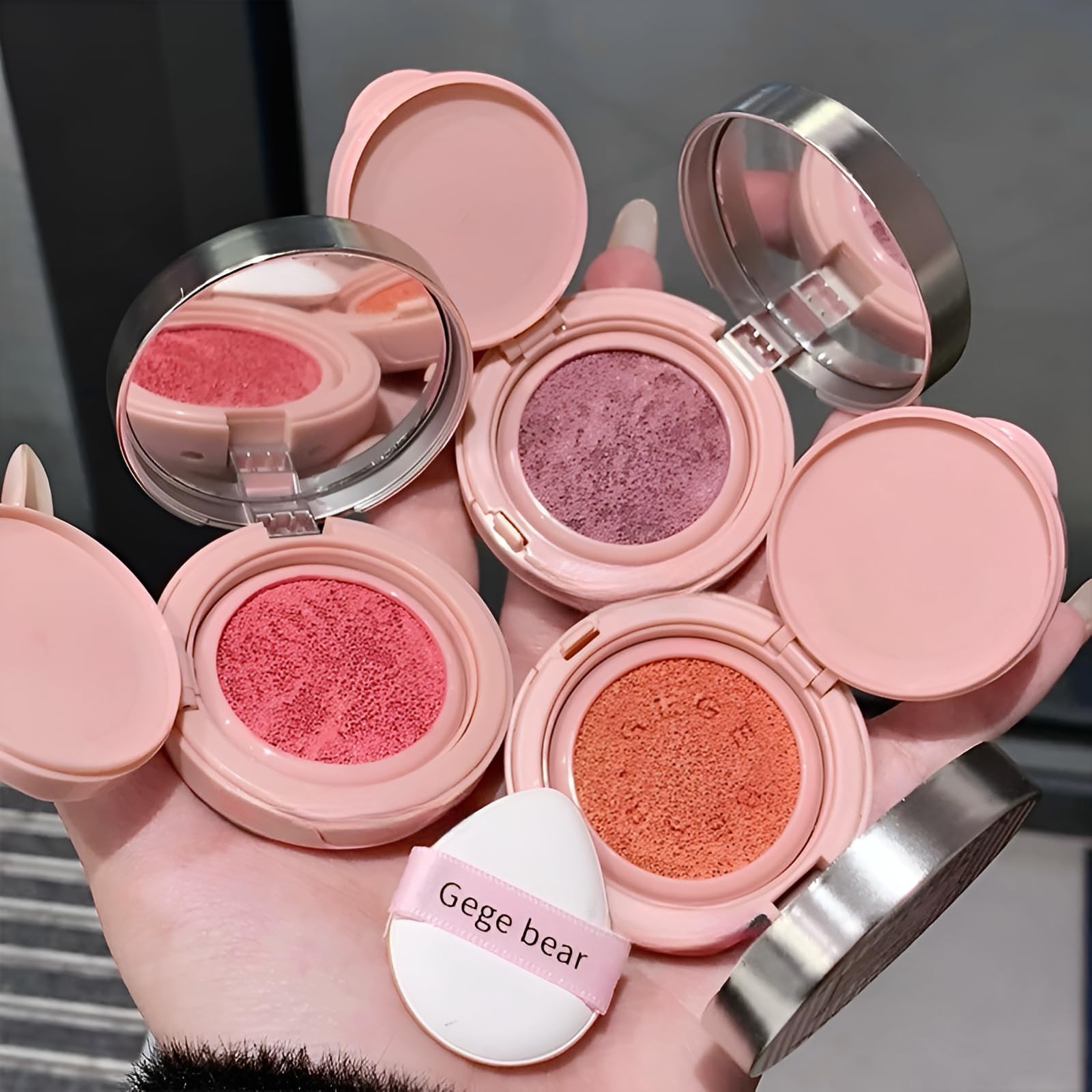 Gege Bear Sweet And Tender Air Cushion Blush | Lightweight and Creamy Formula for Cheeks | Cute and Buildable Makeup for Women | 3 Stunning Shades (01#Peach Tea, 3.5g)-picture-18