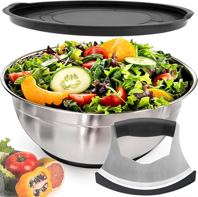 ZMCYNG Salad Chopper Bowl - Stainless Steel Salad Chopping Bowl,