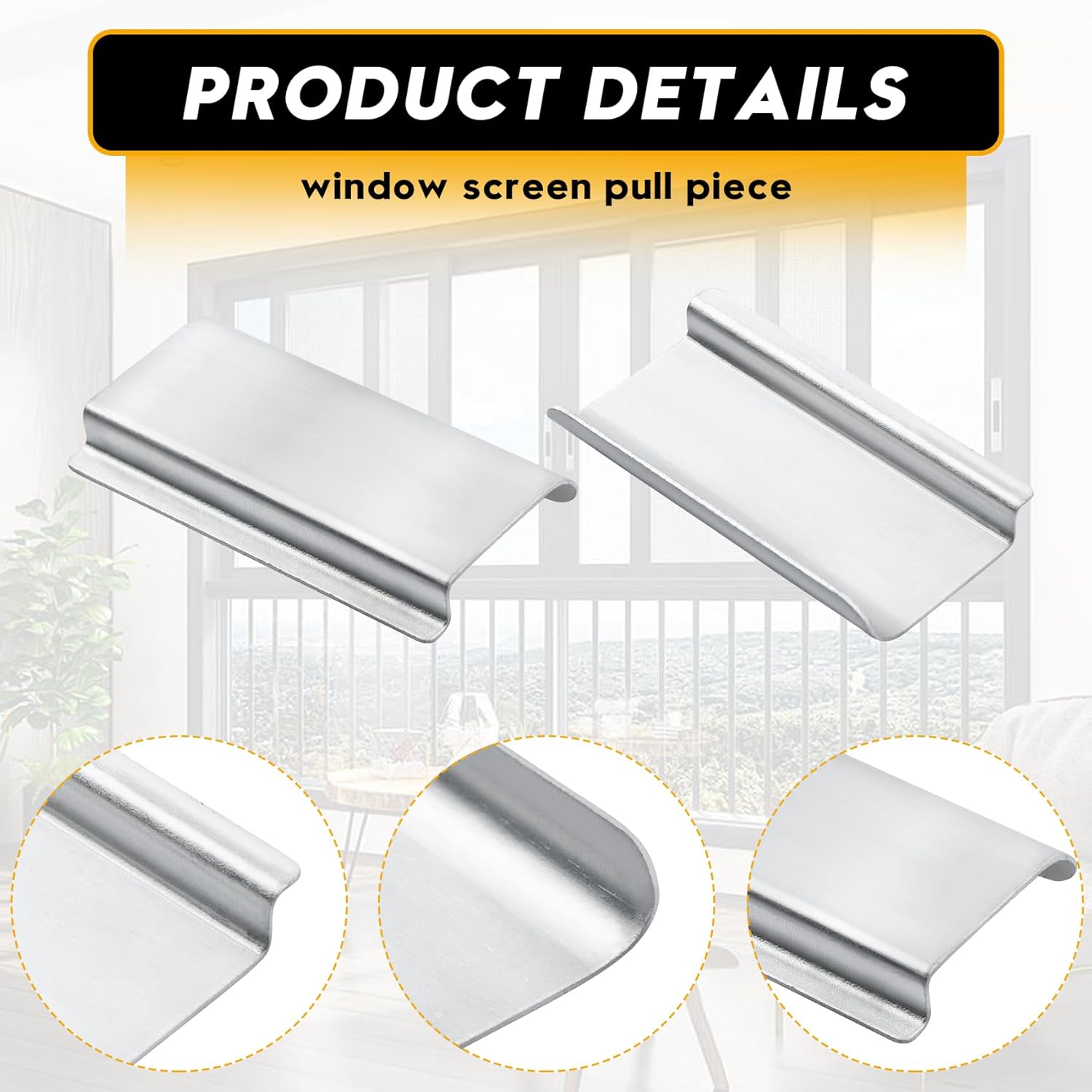 ​​Universal Aluminum Window Screen Pull Tabs Replacement, 20-Pack Durable UV-Resistant Breakage-Proof Flat Groove (C-Shaped) Clip Tabs - Better Than Plastic