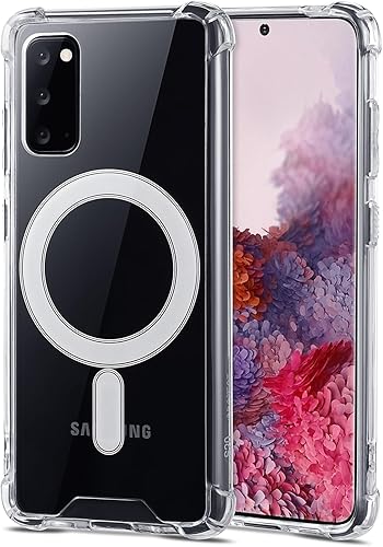 Funda magnética para Samsung Galaxy S20 Plus, transparente, compatible con MagSafe, a prueba de golpes, funda transparente con imanes fuertes,