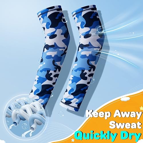 Vista 9 de JOEYOUNG Mangas de brazo para niños (4-9 años), mangas solares para fútbol, baloncesto, disfraz para fiesta, protección UV, manga refrescante