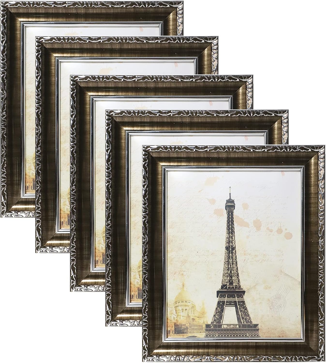 3.5X5 Picture Frames (5 Pack,Bronze), Composite Wood with