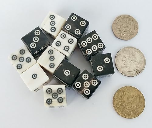 Miniatura 5 de Cords Essentials D6 Juego de dados de hueso de apuestas vikingomedievales de 6-916 pulgadas (0.551-0.591 in) de grosor (mezcla, 0.551 in)
