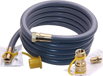 10.5 ft Natural Gas Quick Connect Hose Kit with 1/2" Quick Disconnect and Swivel Flare