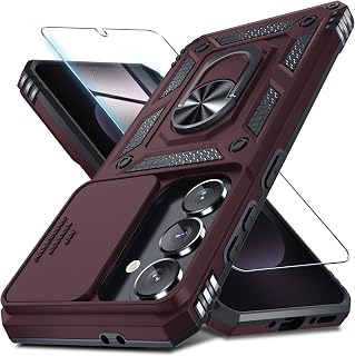 for Samsung Galaxy A37/A36 Case Built in Slide Camera Cover,Wine Red