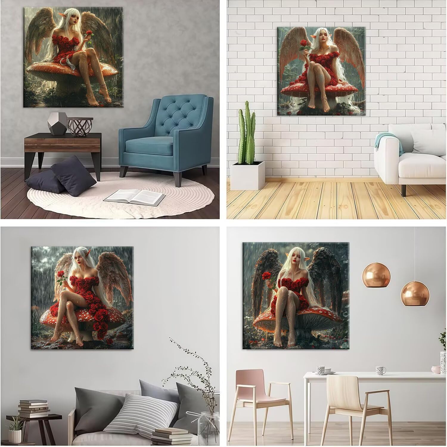 Elfo ángel Diamond Painting, 5D Kits de Pintura de Diamantes 35x35cm G-797 | 5D DIY Diamond Painting Kit Completo 4 Pack, Pintura Diamante Niños Adultos Diamant Bordado Punto de Cruz para Decor Hogar