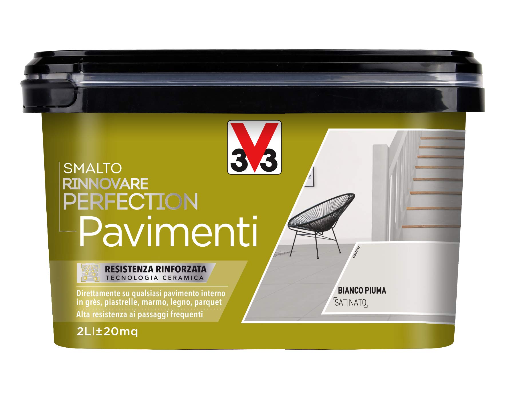 V33 Smalto Rinnovare Perfection Pavimenti Bianco Piuma Satinato 2 L