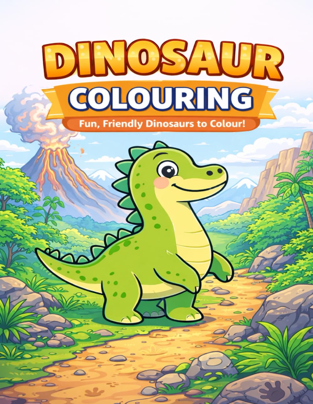 Dinosaur Colouring Book: Fun and Friendly Dinosaurs for Kids Ages 3-8