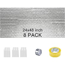 Garage Door Insulation Kit - 8PCS 24X48 inch Double Bubble Panels Reflective Insulating Aluminum Foil with Aluminum foil Tape and 120 PCS Double-Sided Adhesive Tape for Garage Greenhouse Attics