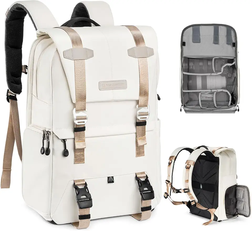K&F CONCEPT Kamerarucksäcke 20L, Große Camera Backpack 15,6 Zoll Laptopfach, Spritzwassergeschutzt Fotorucksack mit Regenschutz, Kameratasche Groß für DSLR SLR