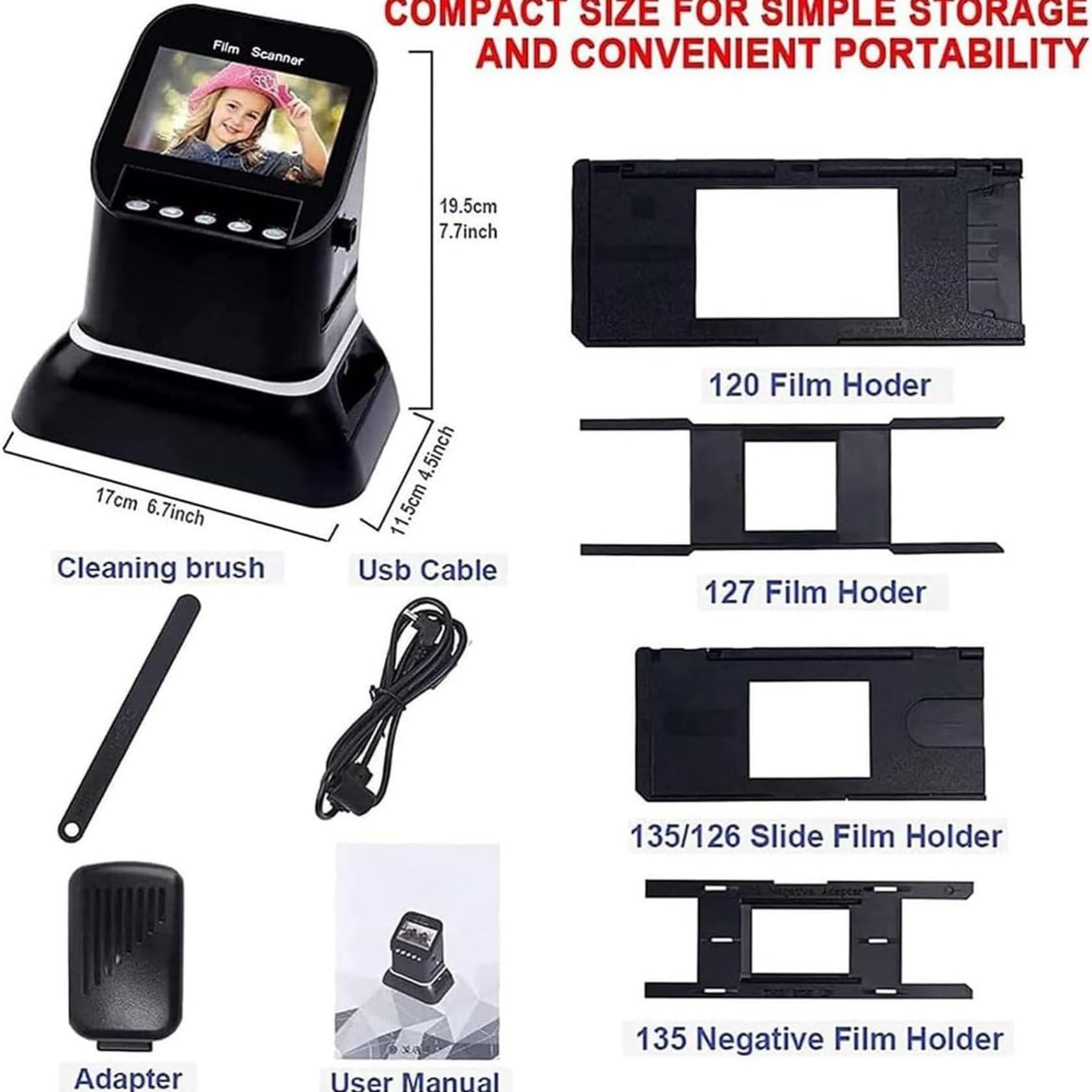 Cyfrowy Skaner FilmóW I SlajdóW, Skaner FilmóW O Wysokiej RozdzielczośCi 120 Z 4,3-Calowym Ekranem Lcd, Konwertuje Negatywy 35 Mm, 135, 126, 127 I Slajdy Do Formatu Cyfrowego Jpeg, łAtwe Zapisywanie