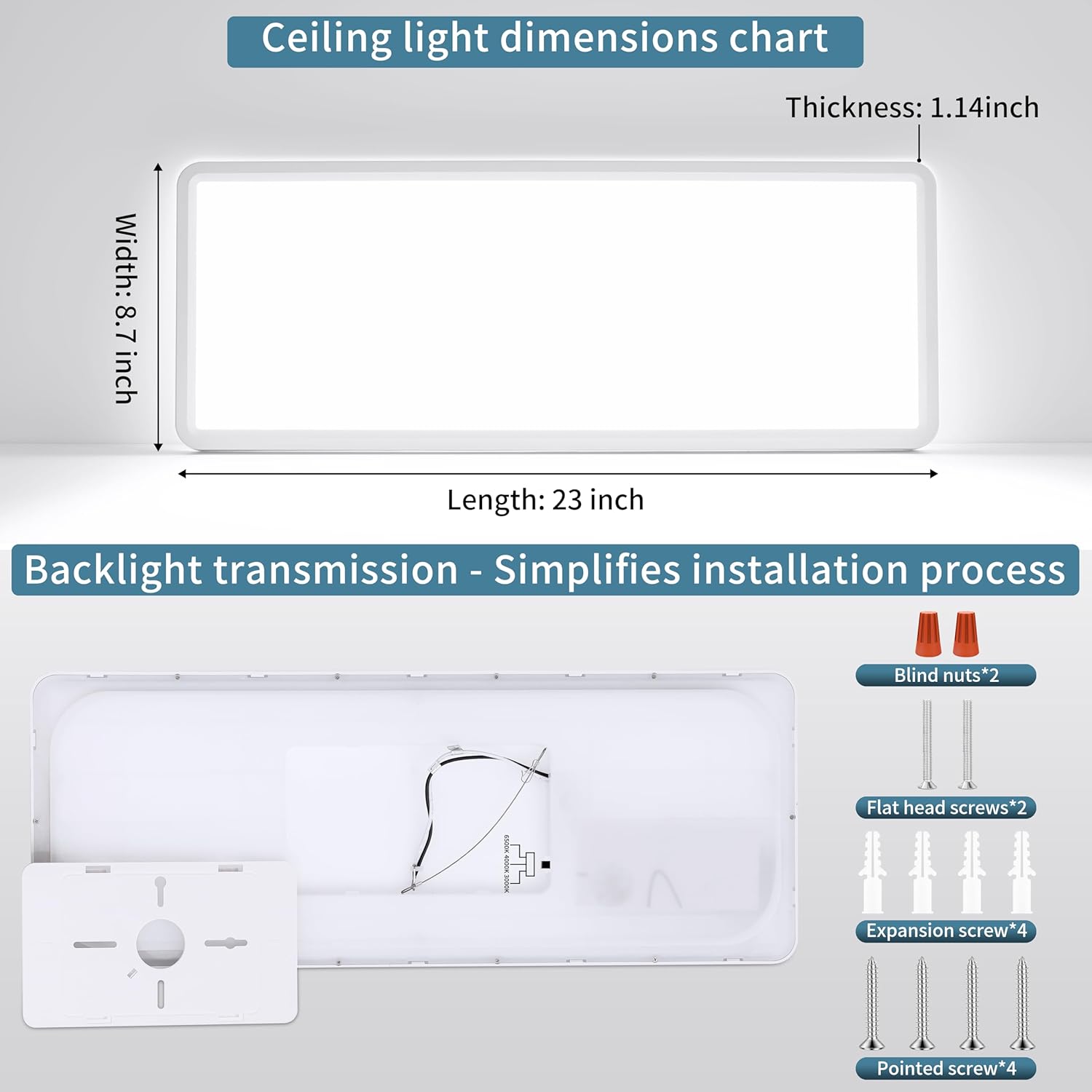23 inch square led flush mount ceiling light,32w 3200lm,3 cct selectable 3000k/4000k/6500k,ultra thin low profile ceiling light fixture,white, for bedroom kitchen living room hallway