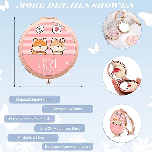 Miniatura 3 de Espejo compacto para mujer, mini espejo redondo de maquillaje de viaje, bonito espejo de bolsillo plegable portátil para bolso, espejo de bolsillo