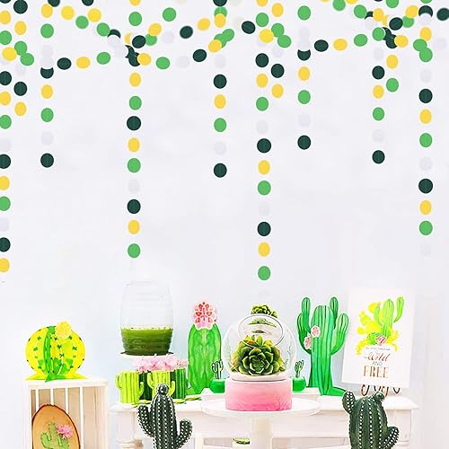 Miniatura 4 de Guirnalda de decoración de fiesta de color amarillo, verde y blanco  52 pies para primavera y verano, pancarta de papel colgante, graduación,